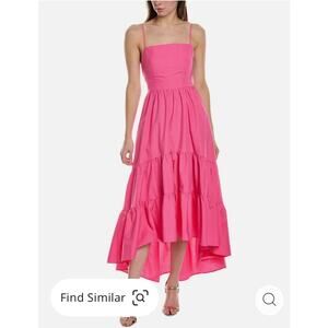 New Aqua Women’s Square Neck Low Back Straps High-Low Tiered A-Line Dress Size S